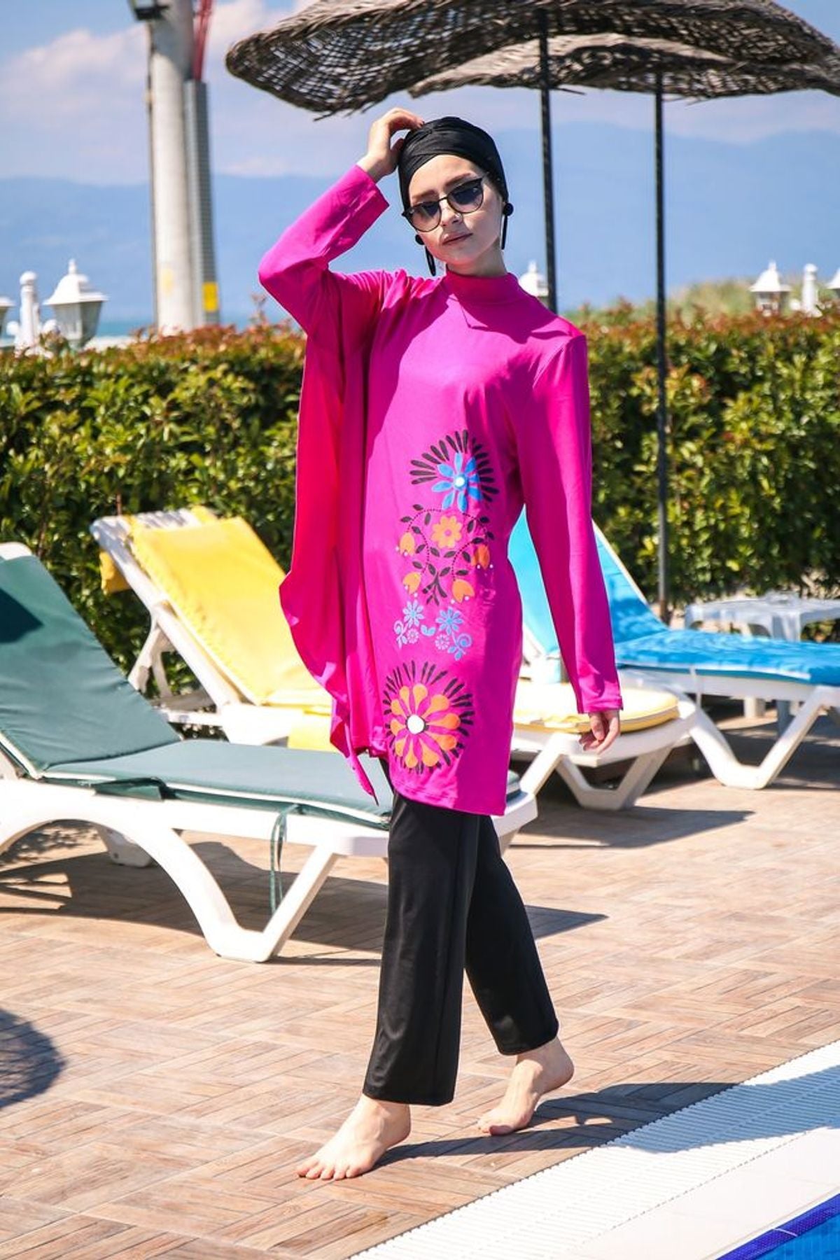 Pembe Tam Kapalı Tesettür Mayo M2018