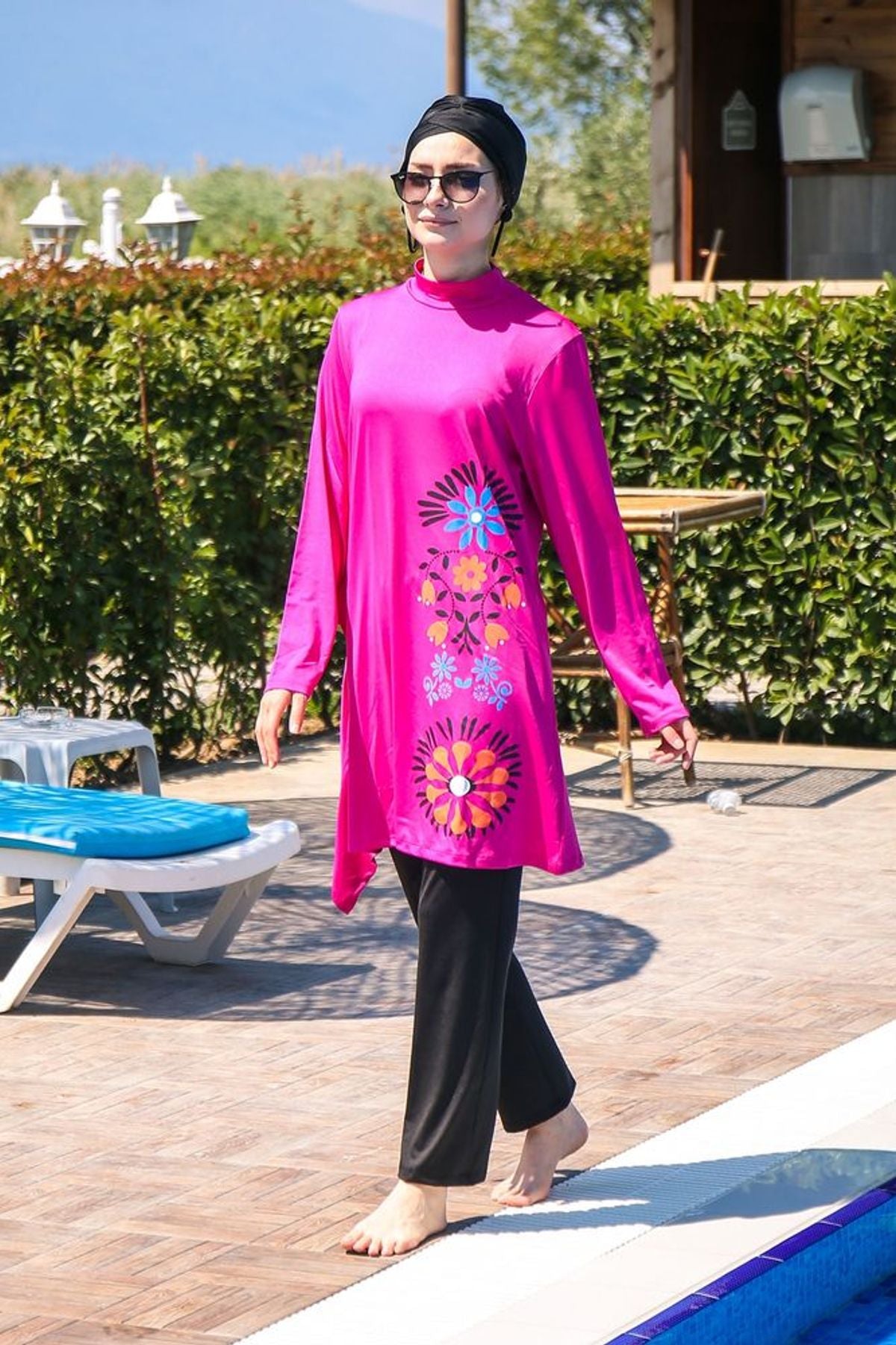 Pembe Tam Kapalı Tesettür Mayo M2018