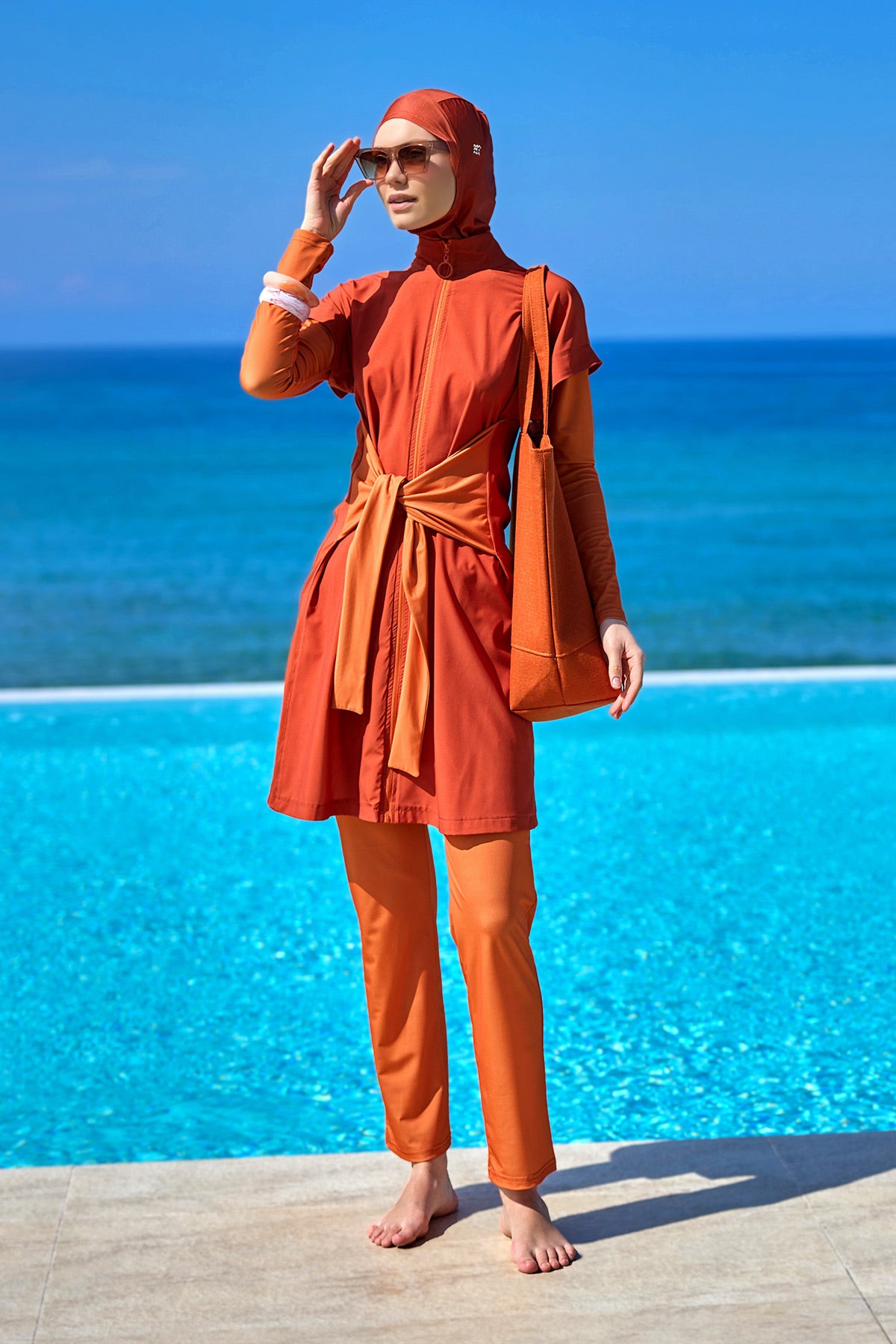 Marina Turuncu Tam Kapalı Tesettür Mayo – M2523-2