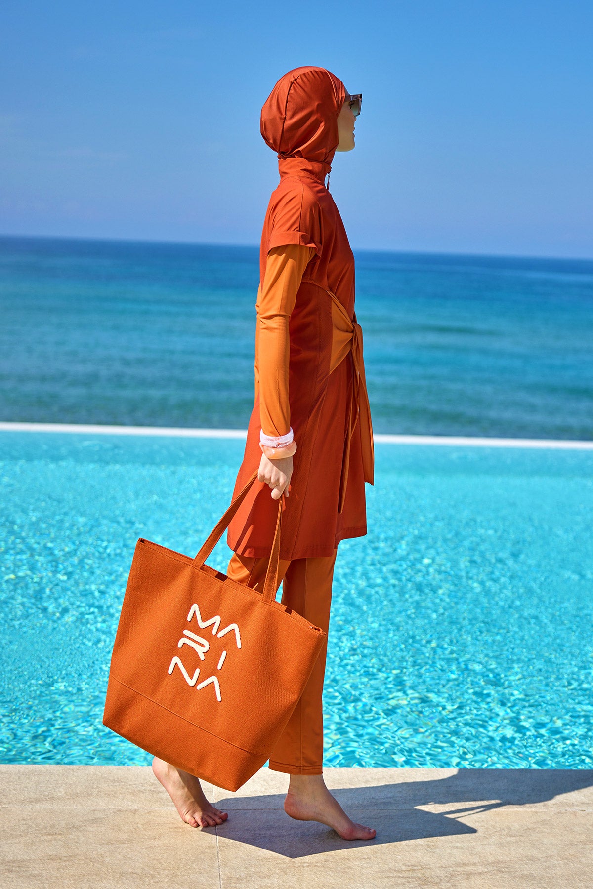 Marina Turuncu Tam Kapalı Tesettür Mayo – M2523-2