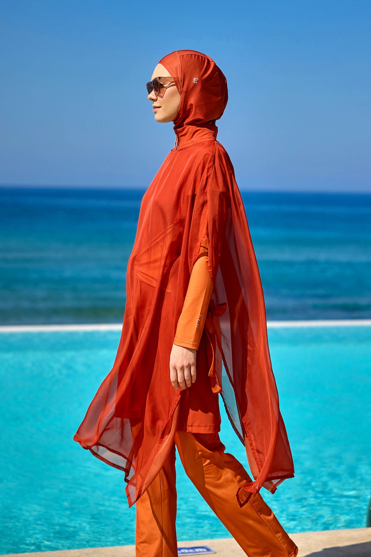 Marina Turuncu Tam Kapalı Tesettür Mayo – M2523-2