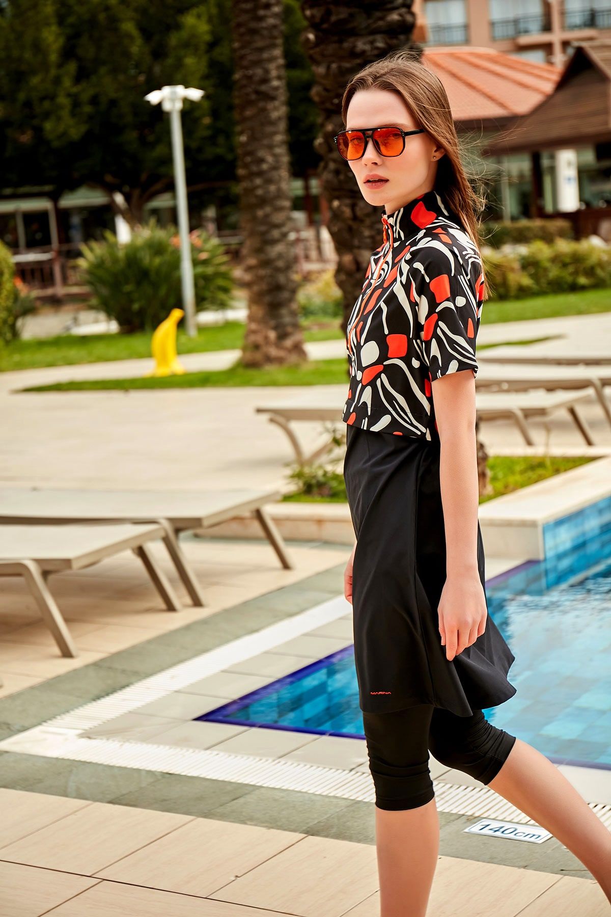 Paraşüt Siyah Taytlı Yarı Kapalı Mayo M2441 Ürün ikincil görseli