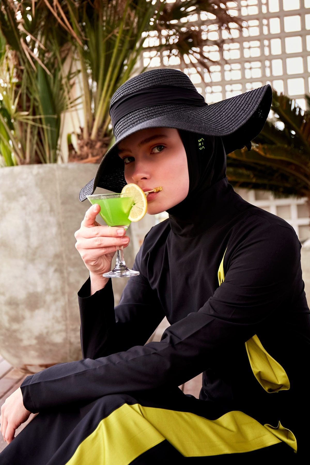 Paraşüt Siyah Tam Kapalı Tesettür Mayo M2420