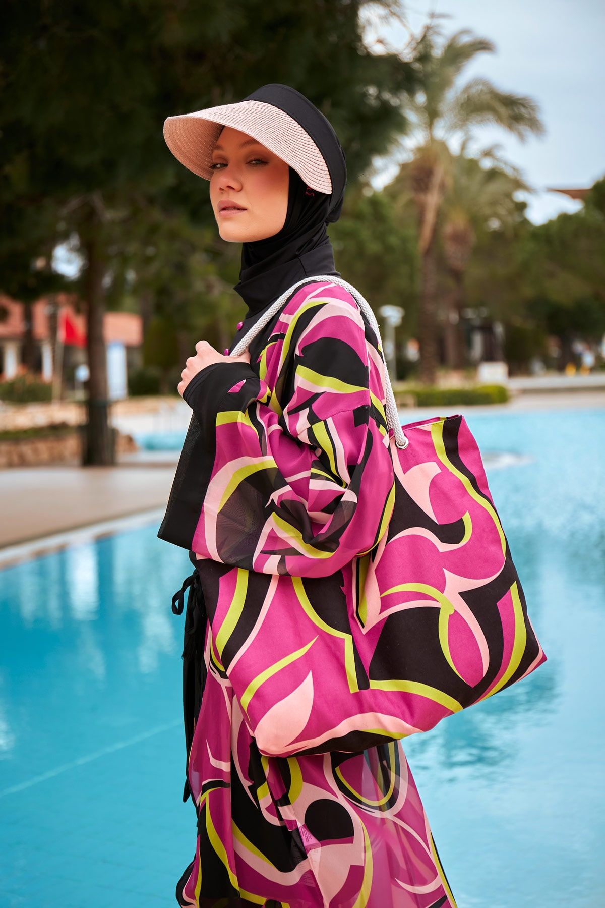 Fuşya Desenli Plaj Çantası C2426 Ürün ana görseli