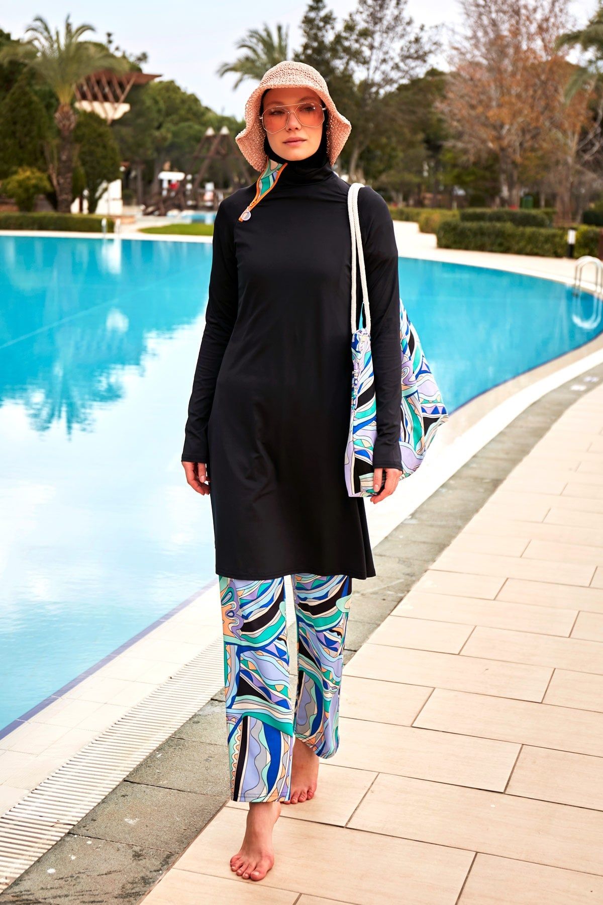 Lila Desenli Plaj Çantası C2431 Ürün ikincil görseli