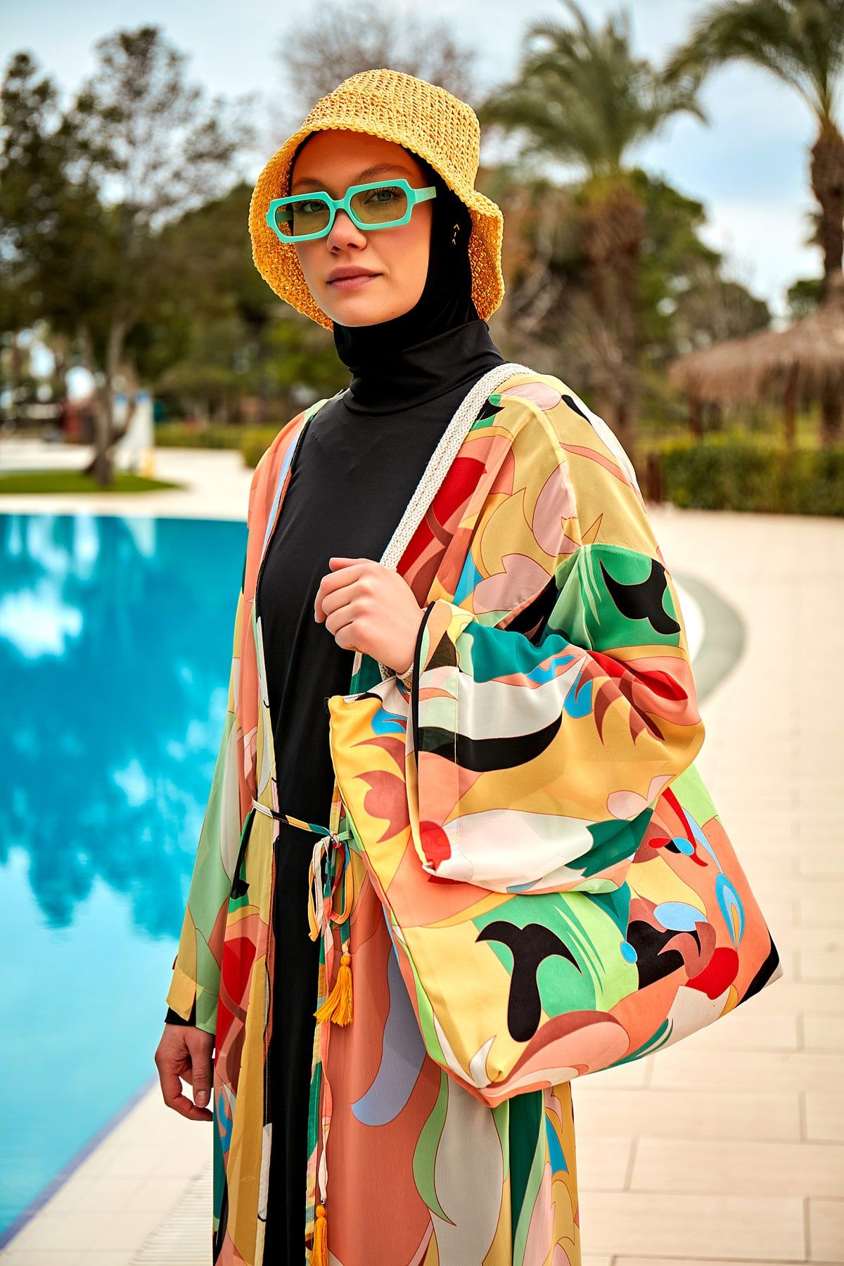 Sarı Desenli Plaj Çantası C2427 Ürün ikincil görseli