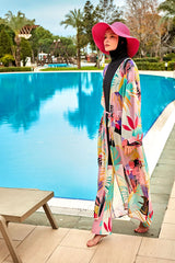 Desenli Renkli Kimono Kaftan P2410