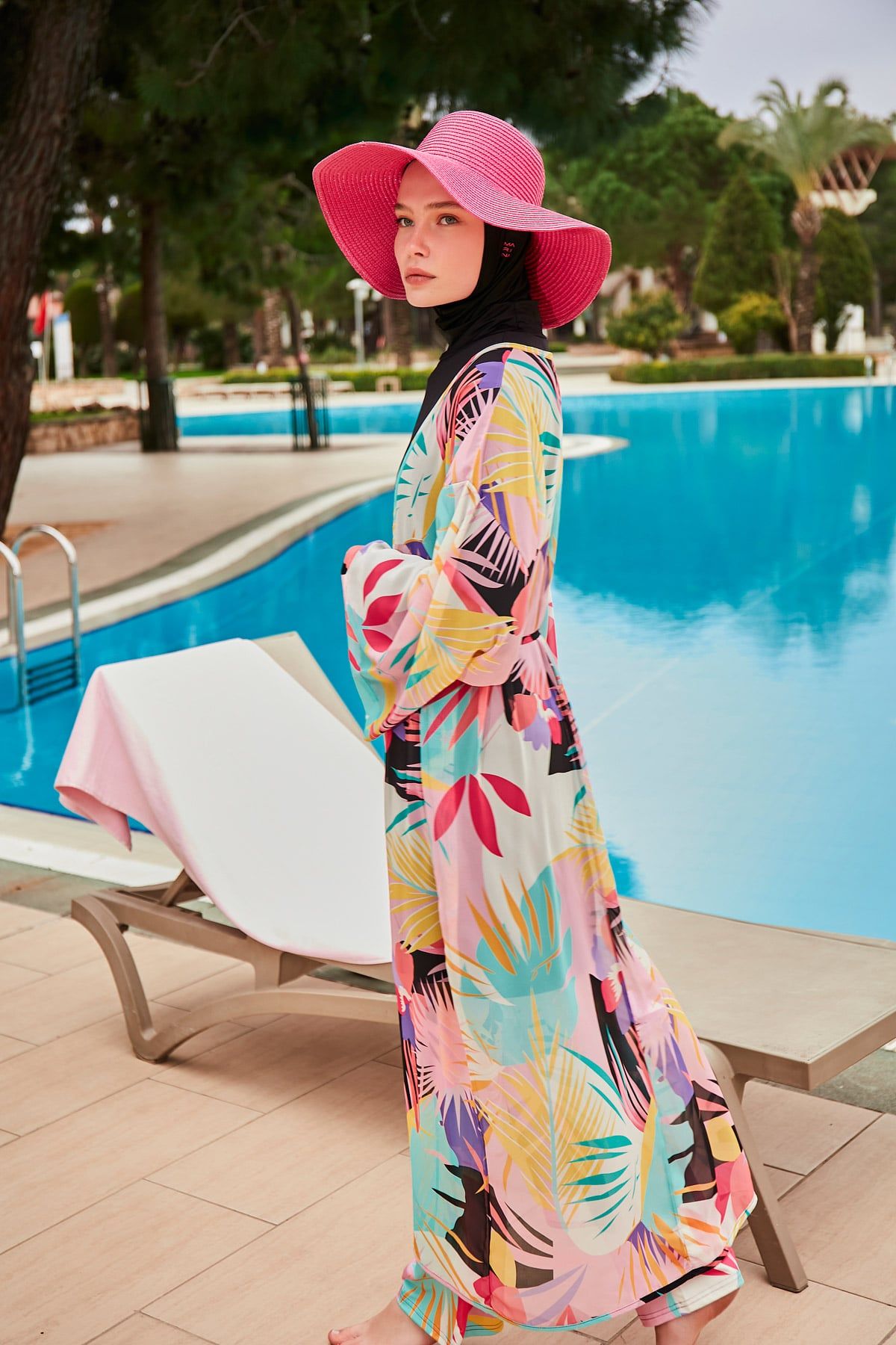 Likralı Siyah Tam Kapalı Tesettür Mayo M2480