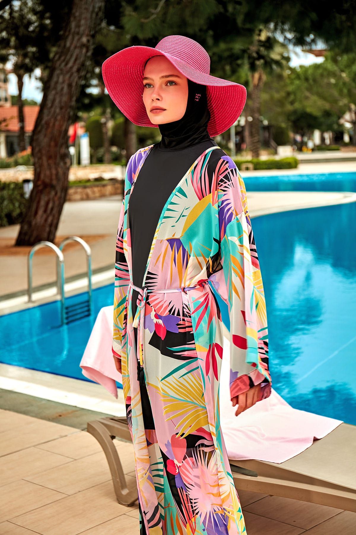 Desenli Renkli Kimono Kaftan P2410