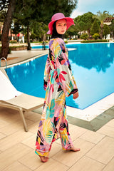 Desenli Renkli Kimono Kaftan P2410