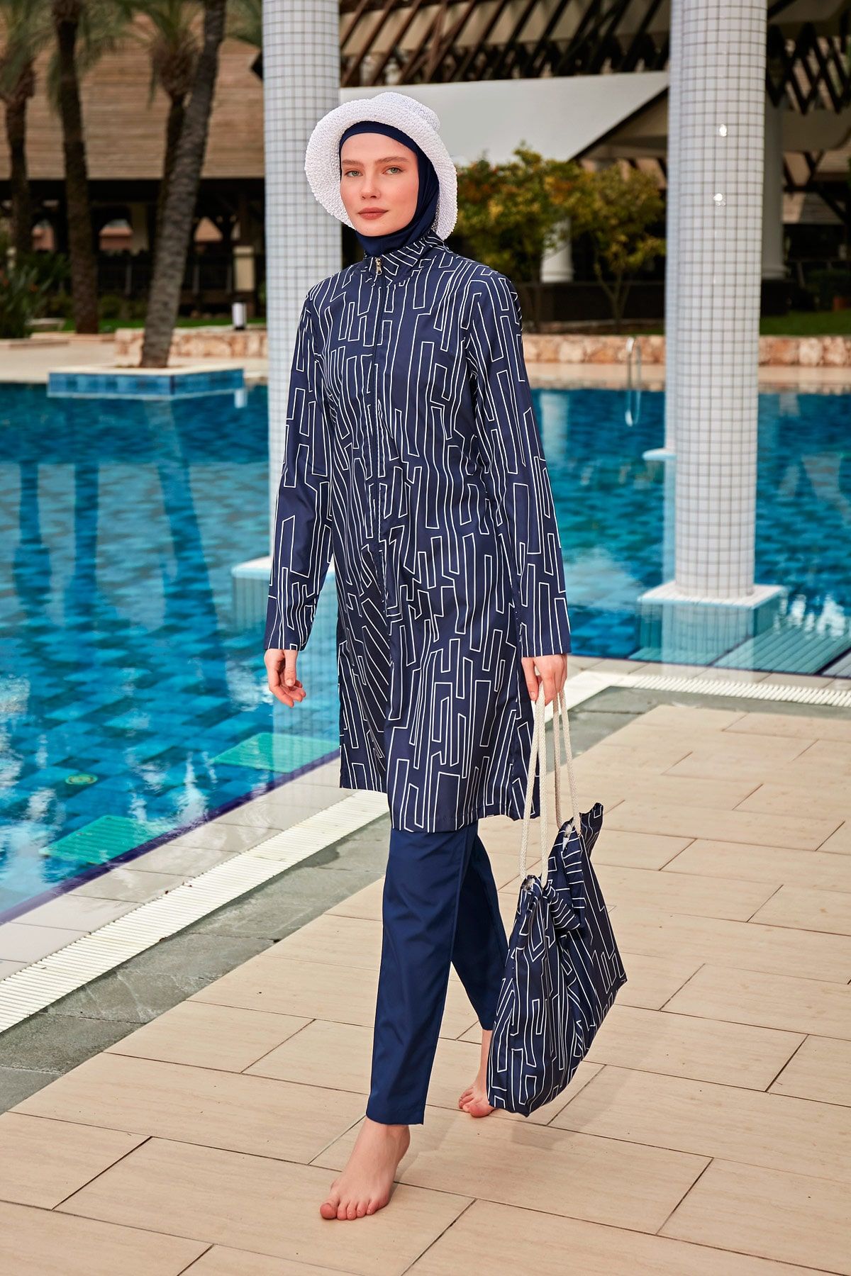 Desenli Tam Kapalı Tesettür Mayo R2402 Ürün ana görseli