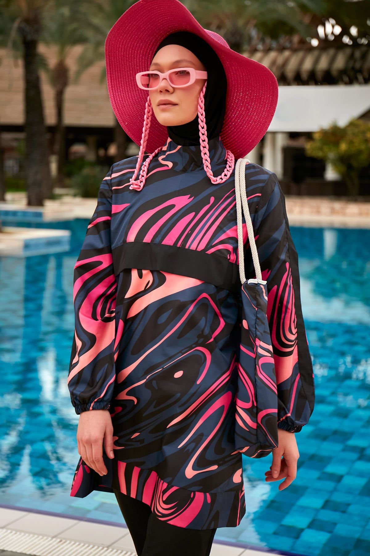 Desenli Tam Kapalı Tesettür Mayo R2415 Ürün ikincil görseli