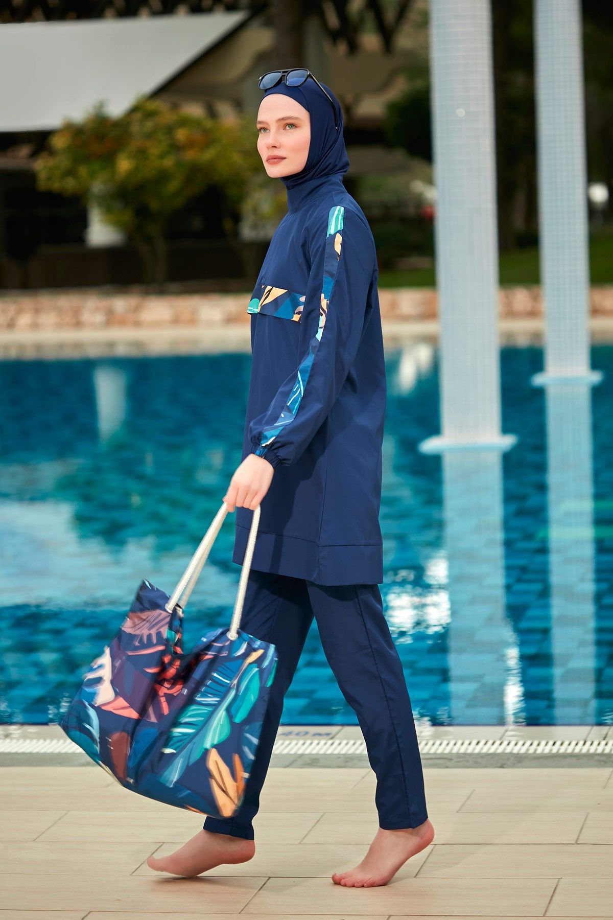 Desenli Tam Kapalı Tesettür Mayo R2413