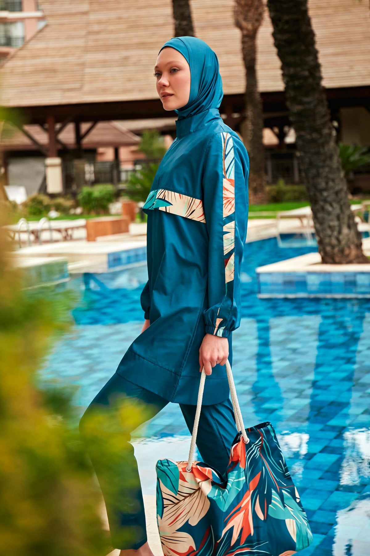 Desenli Tam Kapalı Tesettür Mayo R2410 Ürün ikincil görseli