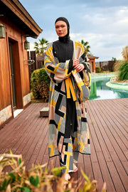 Desenli Siyah Şifon Plaj Kimonosu ve Kaftan – P2407