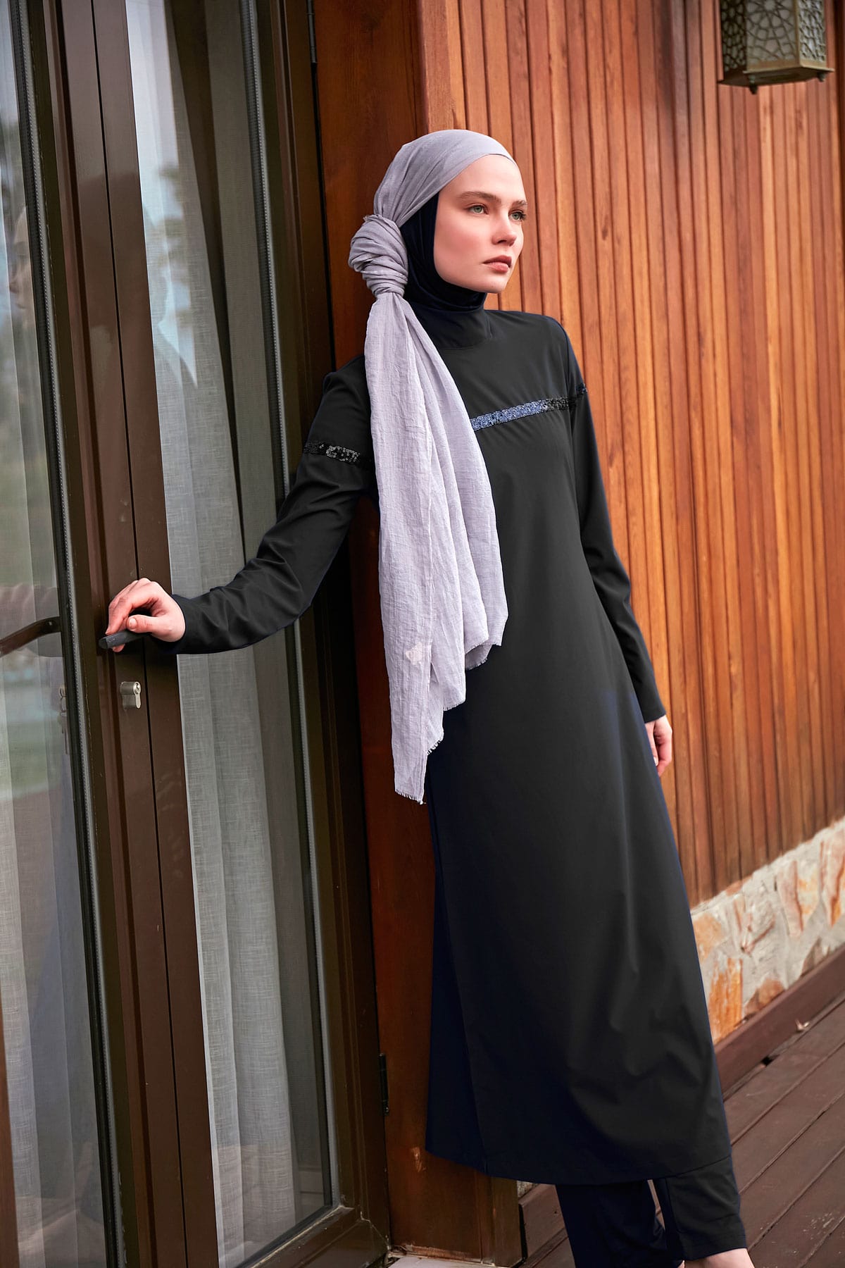 Paraşüt Kumaş Siyah Tam Kapalı Tesettür Mayo – M2433