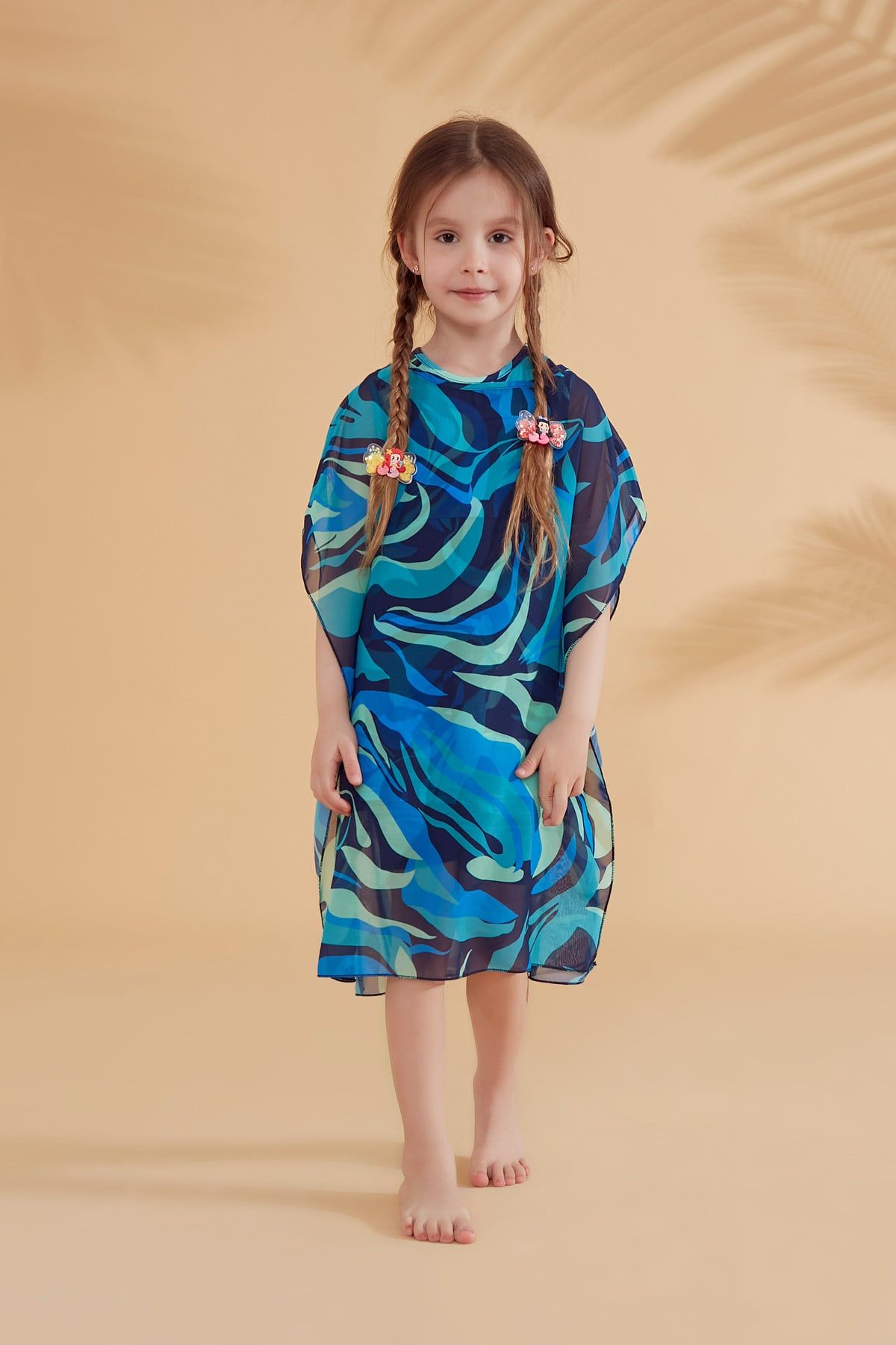 Etekli Kolsuz Lacivert Kız Çocuk Mayo K2334