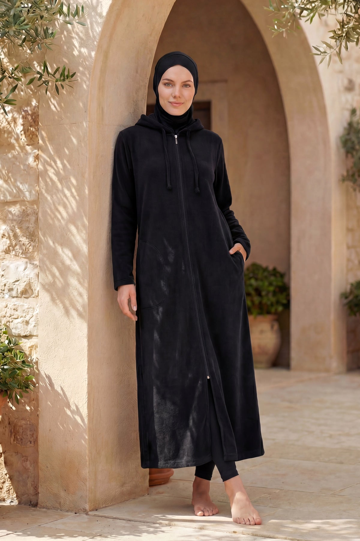 Siyah Fermuarlı Havlu Pareo, Giyilebilir Tasarım P2601-2 Ürün ikincil görseli