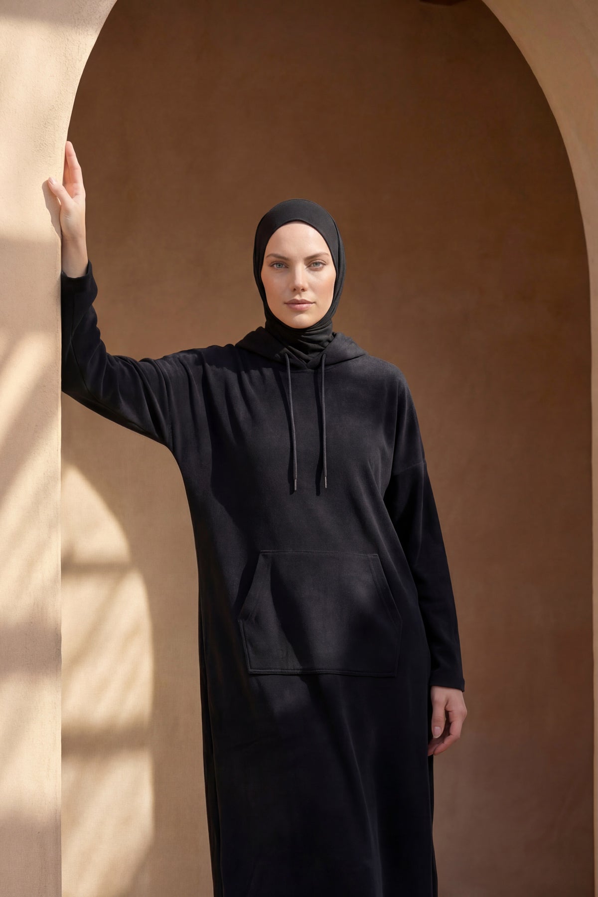 Lacivert Kapüşonlu Havlu Pareo Hızlı Kuruyan, Giyilebilir Tasarım P2602-1