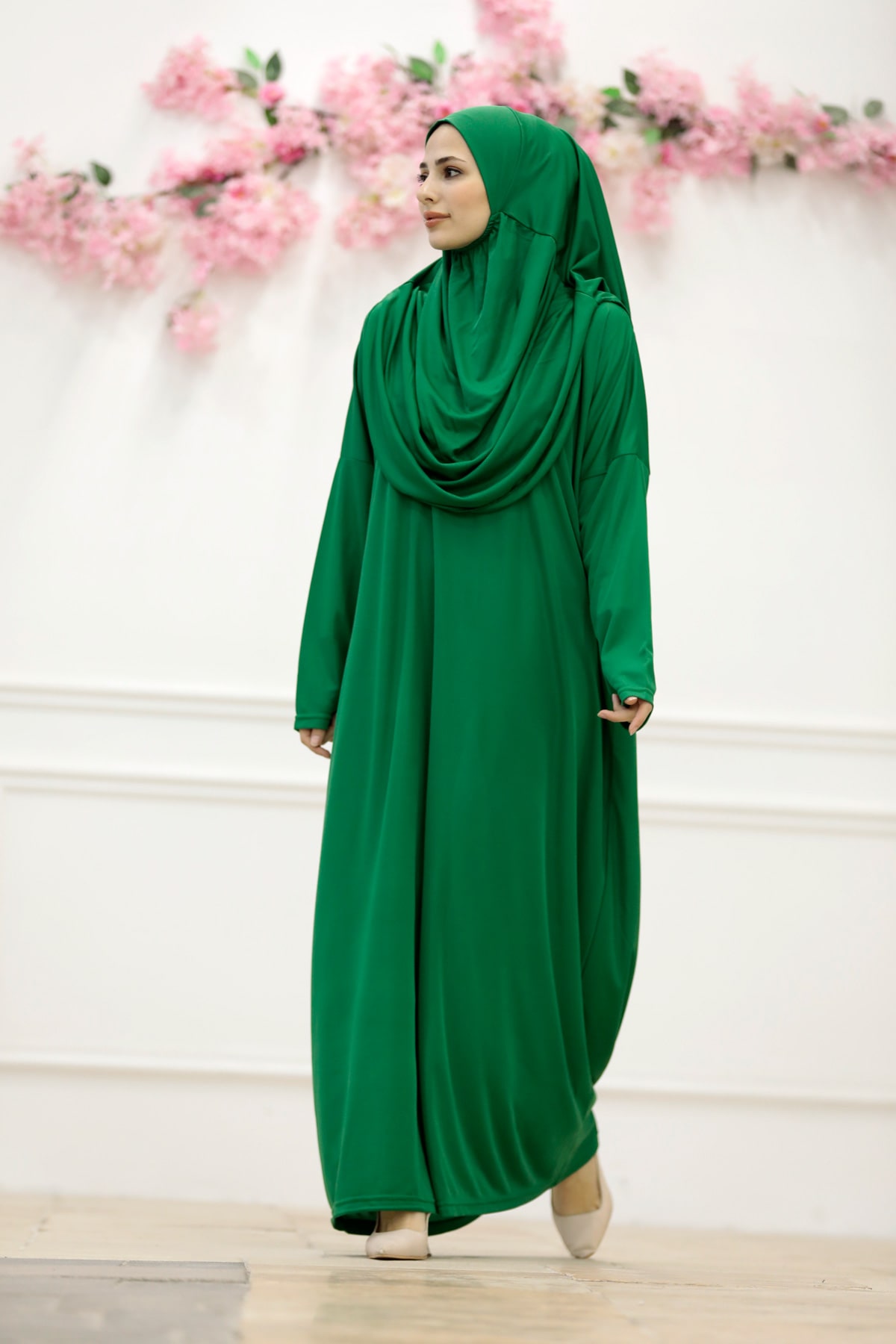 Tek Parça Namaz Elbisesi N2305 Zümrüt Yeşili
